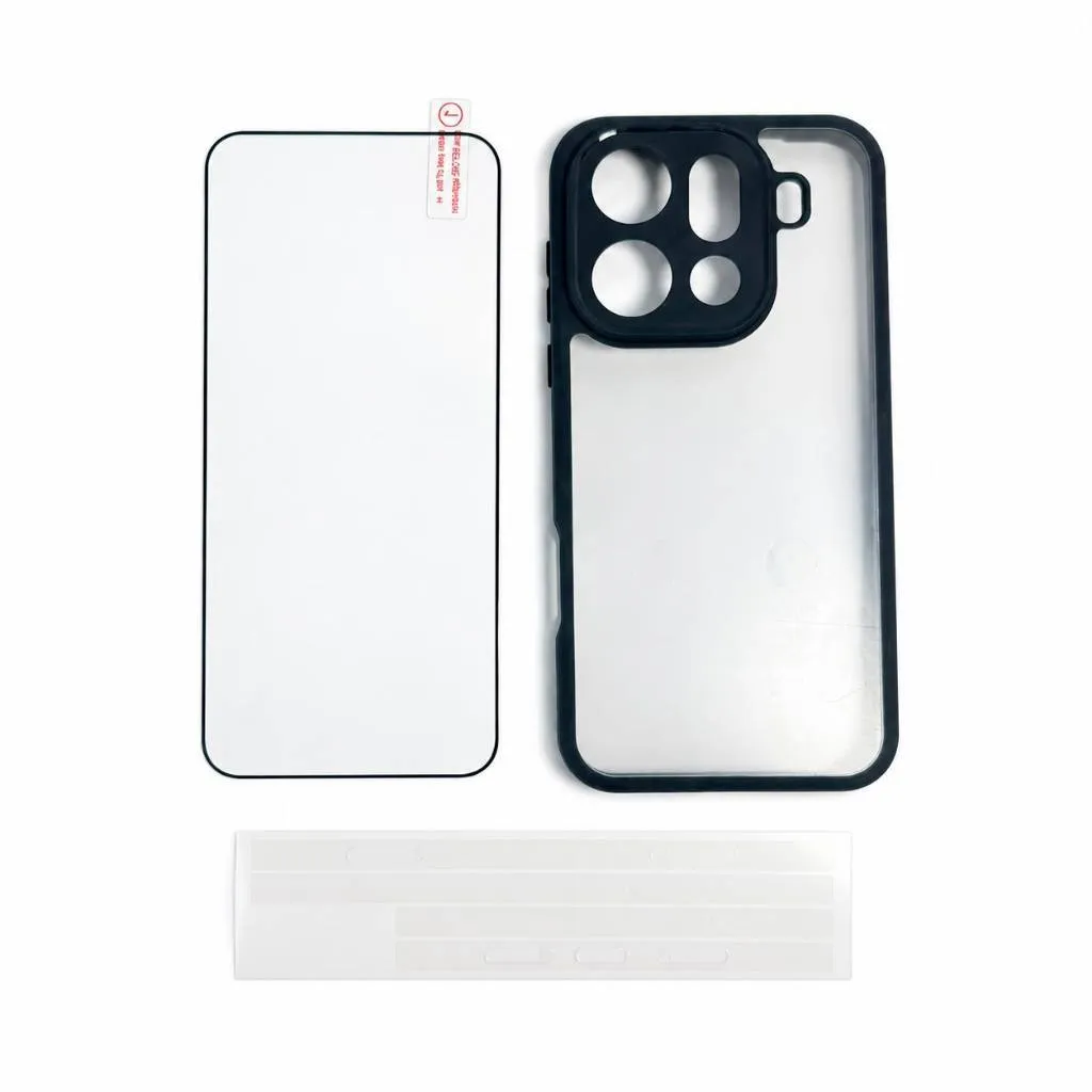 SNAPFIT Paket Combo Hemat Case Xiaomi 17T 17T Pro Skin Feel Shockproof Matte Black Casing — Clear Black + Glass / Xiaomi 17T