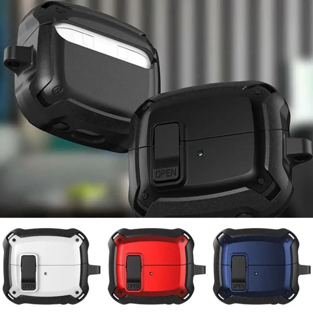 SNAPFIT Case for Samsung Galaxy Buds 4 / Buds 4 Pro Buds 3 FE / Buds 3FE / Buds 3 Pro / 3 3Pro SNAPFIT Security Lock Military Shockproof Protect With Keychain Buds3 Pro Protective Cover Casing - Primary Focuss — Black / Buds 4 / 4 Pro