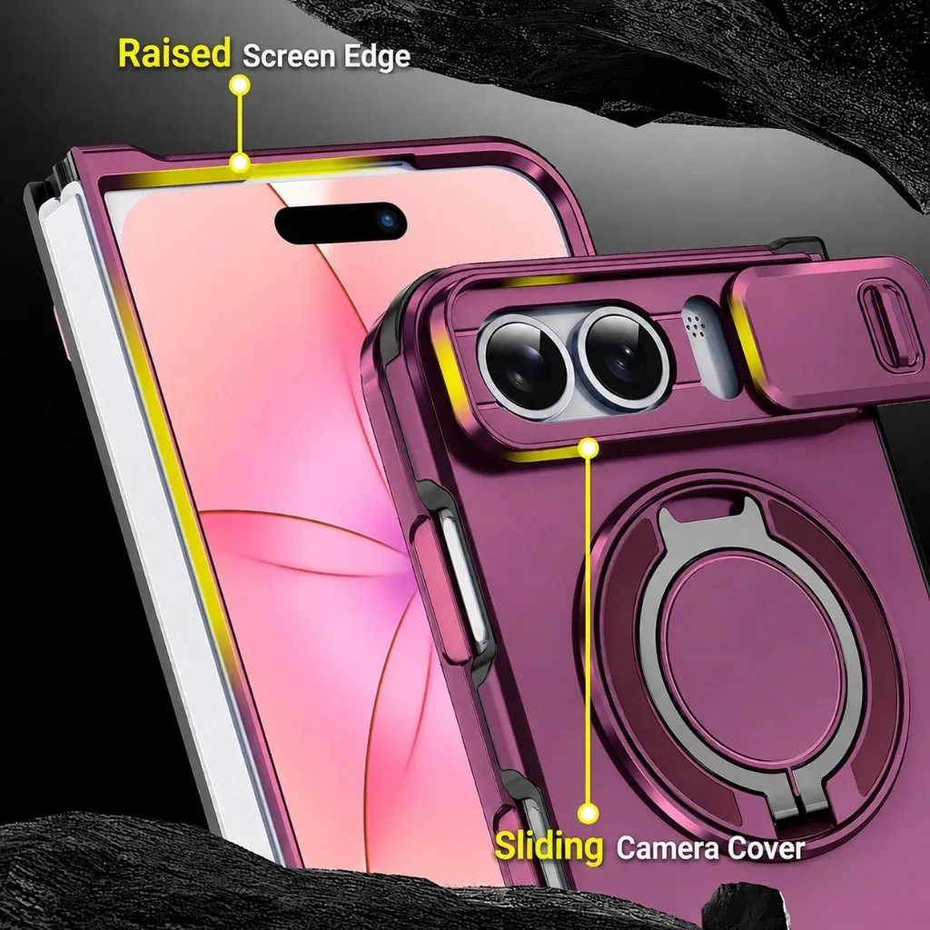 SNAPFIT Case iPhone Duo Slide Camera Ring Holder Protective Case — Black