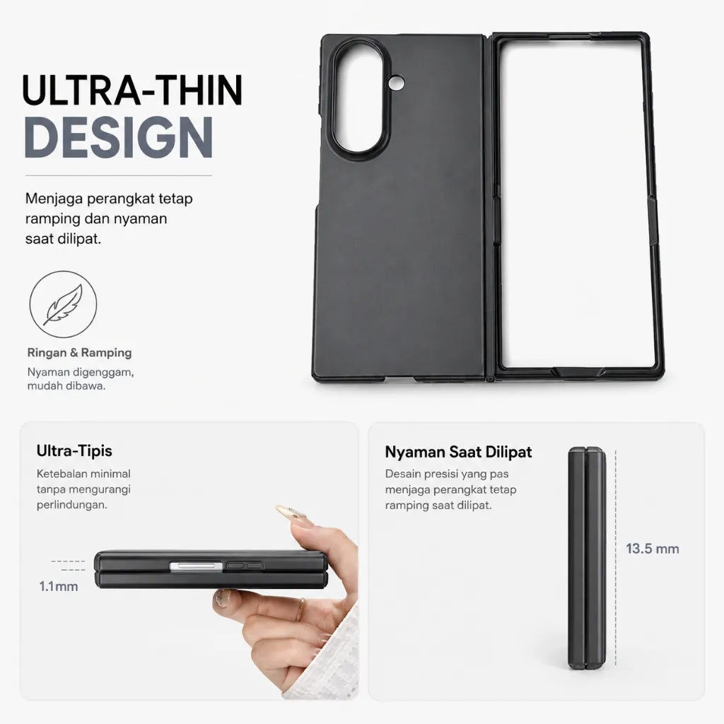 SNAPFIT Case Samsung Galaxy Z Fold 8 Ultra Shockproof Ultra Thin Slim Matte Hardcase Protective Cover — Clear / ZFold 8 Ultra