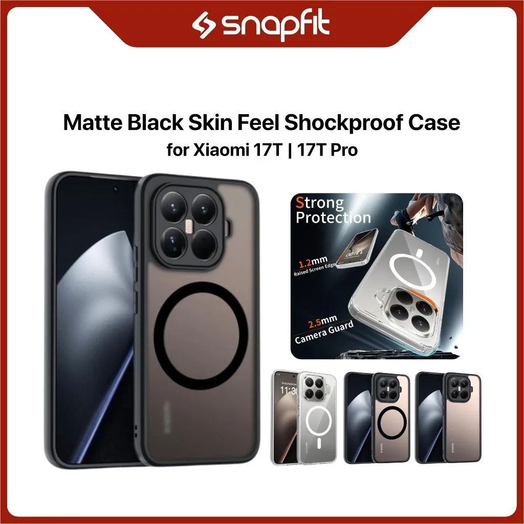 SNAPFIT Paket Combo Hemat Case Xiaomi 17T 17T Pro Skin Feel Shockproof Matte Black Casing