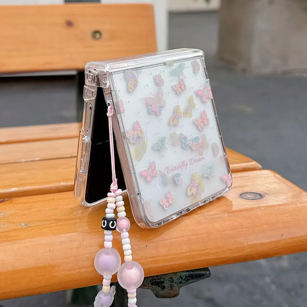 SNAPFIT Case for Samsung Galaxy Z Flip 8 Flip8 SNAPFIT 3D Floral Clear Transparent Painted Pattern Design Hinge Engsel Protector with Lanyard Protective Cover Casing - Primary Focuss ā Sricker Love