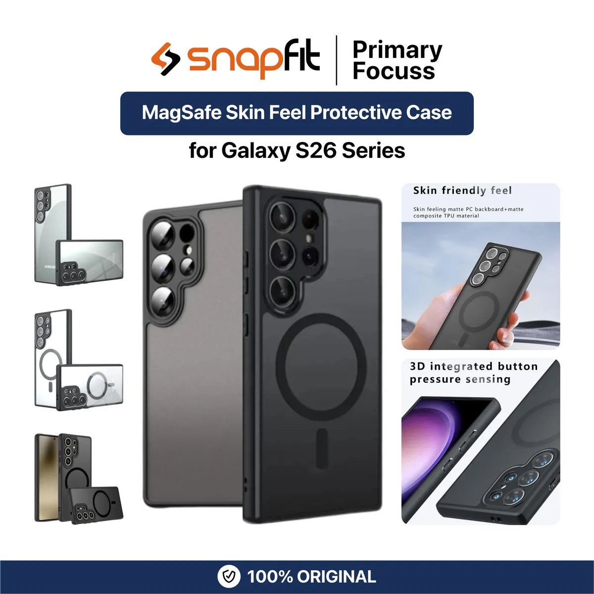 SNAPFIT Case for Samsung Galaxy S26 Ultra SNAPFIT Magnetic MagSafe Skin Feel Protective Casing Cover - Primary Focuss