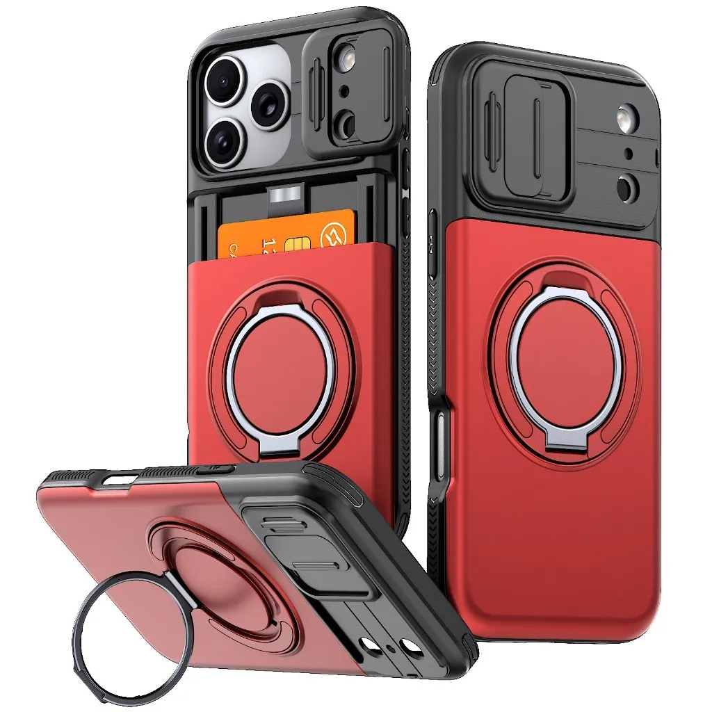 SNAPFIT Case iPhone 18 Pro Max 18 Pro Camera Slide Lens Protection MagSafe Magnetic Ring Stand — Black / iPhone 18 Pro Max