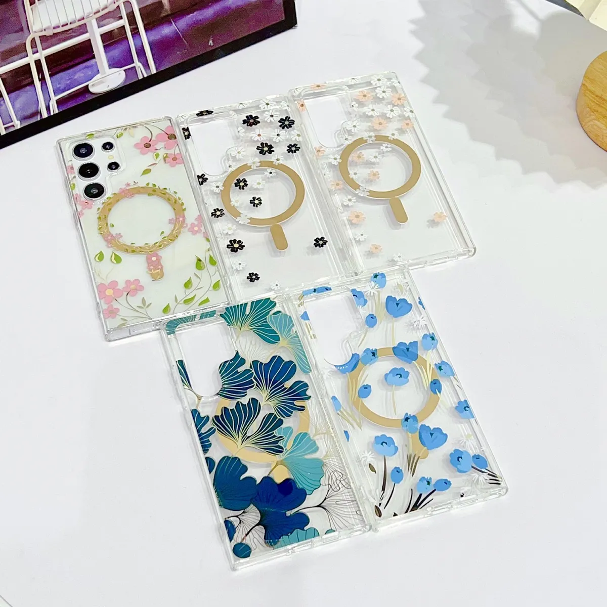 SNAPFIT Case for Samsung Galaxy S26 Ultra Plus SNAPFIT Floral 3D MagSafe Magnetic Flower Clear Transparent Protective Premium Casing Cover - Primary Focuss โ Blue Daisy / S26