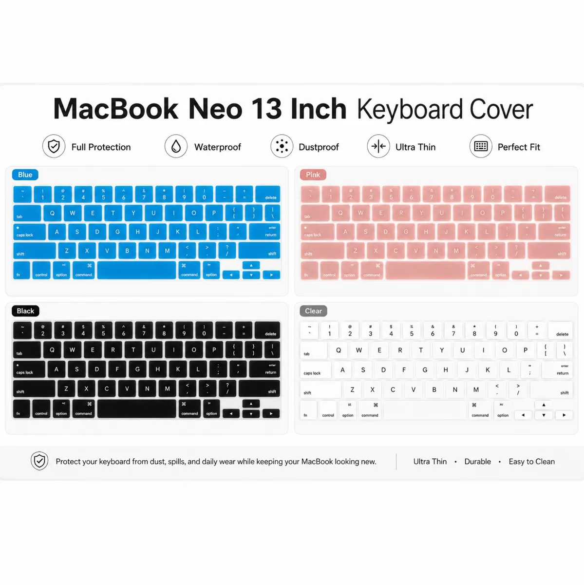 SNAPFIT TPU Keyboard Cover Compatible With MacBook Neo 13 Inch 2026 A3404 Silicone Premium Ultra Thin Anti Debu Anti Air