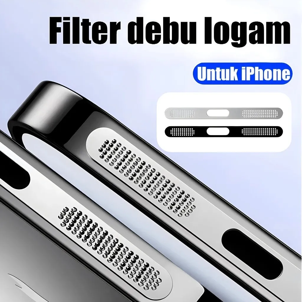 SNAPFIT Stiker Jaring iPhone 18 Pro Max 18 Pro Speaker Anti Dust Patch 2 Pcs — Black / iPhone 18 Pro