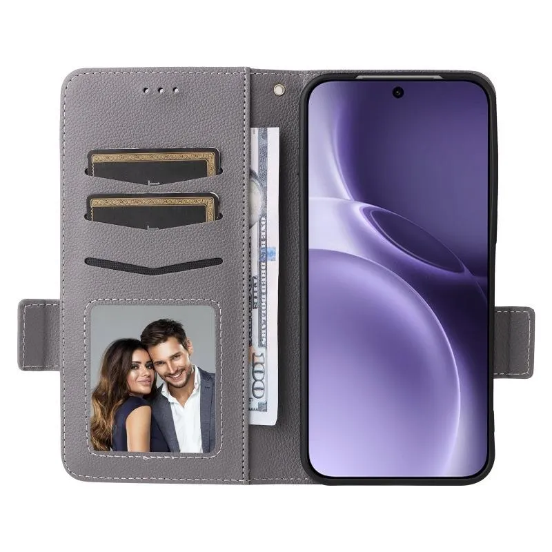 SNAPFIT Case Compatible with Vivo X300 / X300 Pro SNAPFIT Mobile Phone Case Side Buckle Pebbled X300Pro Leather Case Lanyard Holder Money Card — Black / Vivo X300