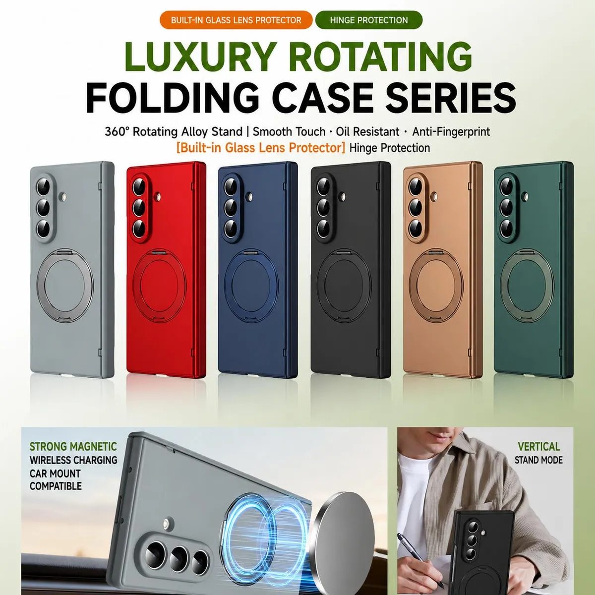 SNAPFIT Case Compatible With Samsung Galaxy Z Fold8 Fold 8 Ultra Wide Hard Case 360° Rotating Stand Hinge Protection Slim Armor Shockproof Casing Bulit In Screen Protector — 360 Black / Z Fold 8 Ultra