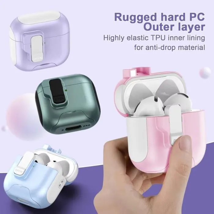 Case AirPods 4 SNAPFIT Stand Security Lock Magnetic with Lanyard — Purple