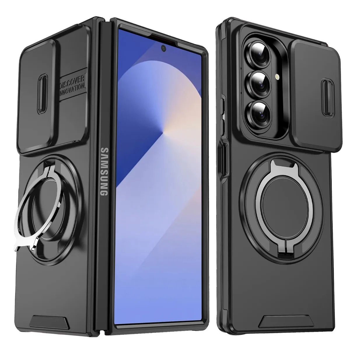 SNAPFIT Compatible With Samsung Galaxy Z Fold8 Fold 8 Ultra SNAPFIT Magsafe Sliding Camera Ring Stand Cover ā Black