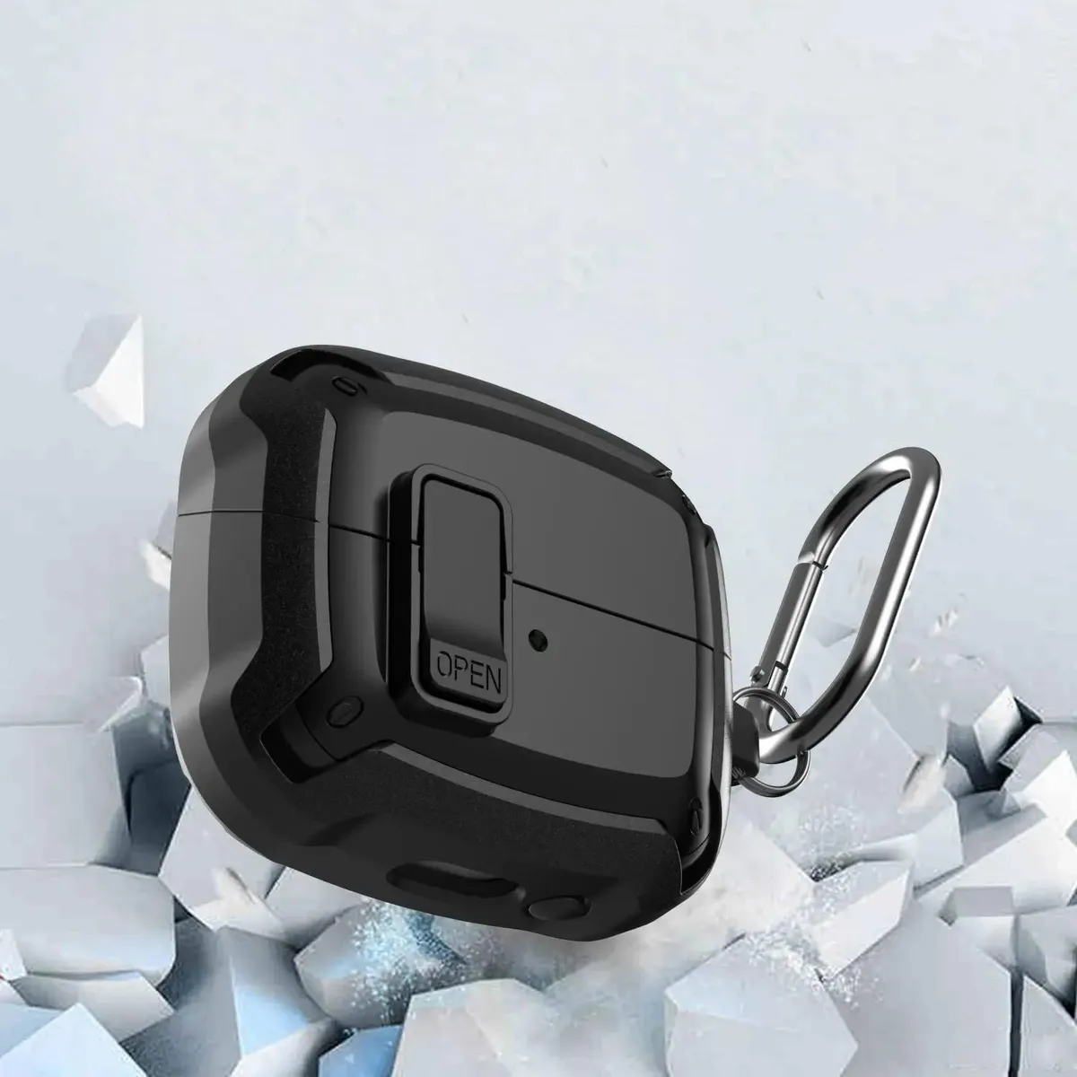 SNAPFIT Case for Samsung Galaxy Buds 4 / Buds 4 Pro Buds 3 FE / Buds 3FE / Buds 3 Pro / 3 3Pro SNAPFIT Security Lock Military Shockproof Protect With Keychain Buds3 Pro Protective Cover Casing - Primary Focuss — Black / Buds 4 / 4 Pro
