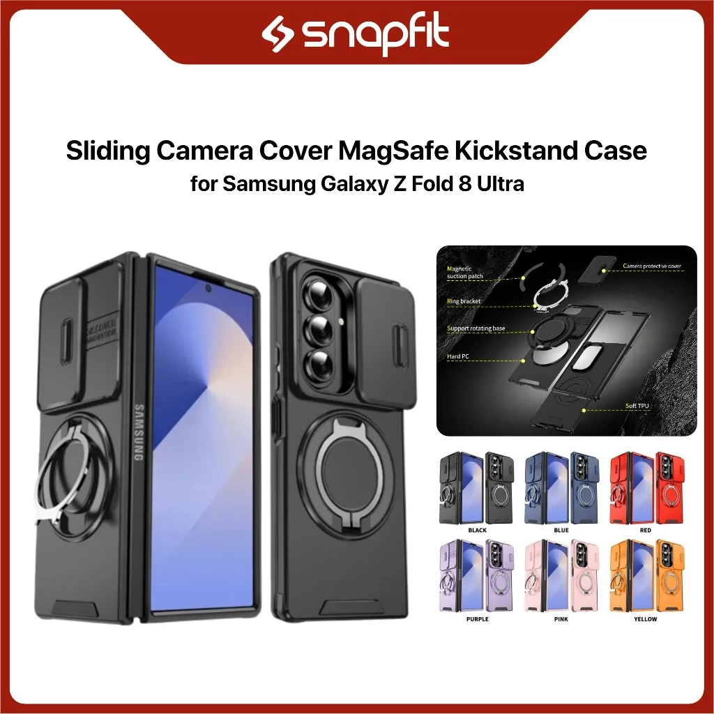 SNAPFIT Case Samsung Galaxy Z Fold 8 Ultra Fold8 Wide Kickstand Sliding Camera Cover MagSafe Magnetic Rugged Full Protection
