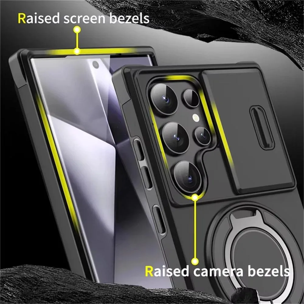 SNAPFIT Case Compatible for Samsung S26 Ultra SNAPFIT Slide Camera Protection Magsafe Magnetic 360° Rotating Ring Stand Holder — Black / S26