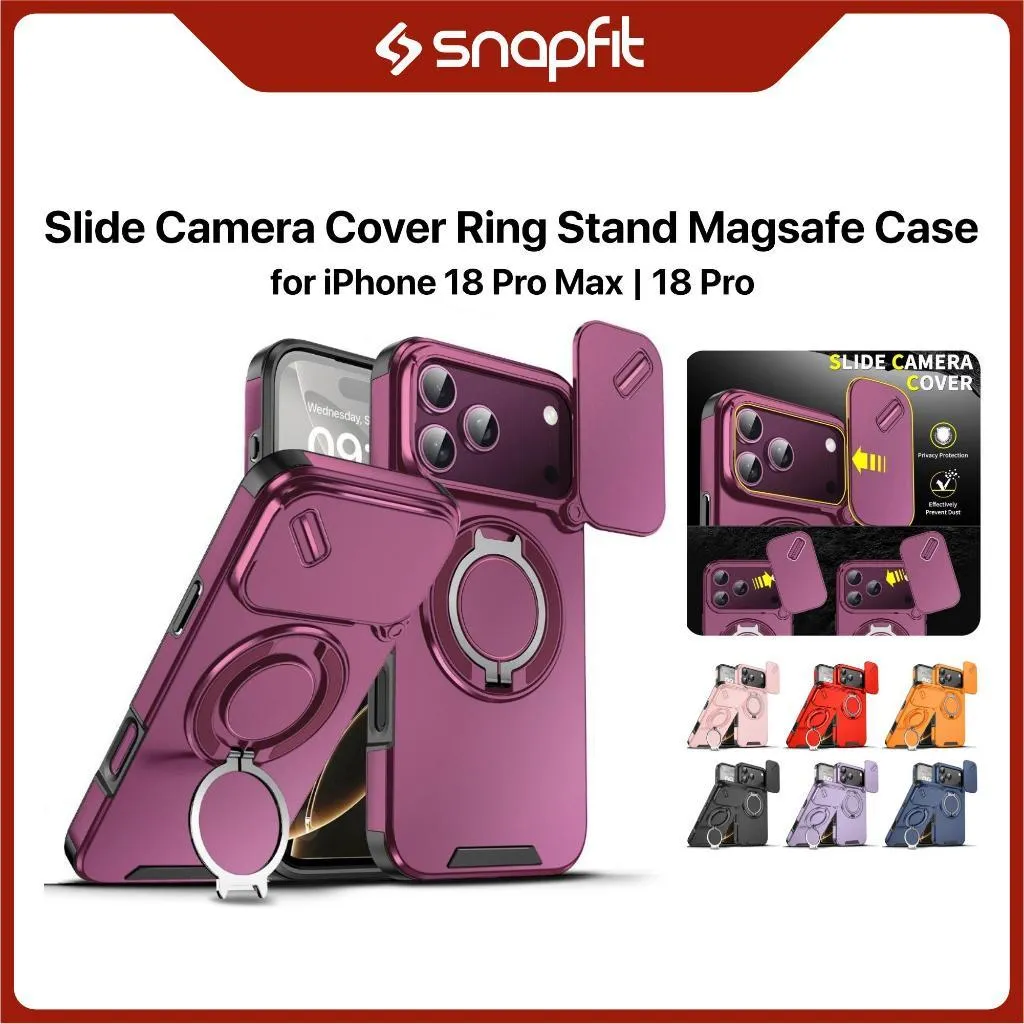 SNAPFIT Case iPhone 18 Pro Max 18 Pro Slide Camera Protection Magsafe Magnetic 360° Rotating Ring Stand Holder