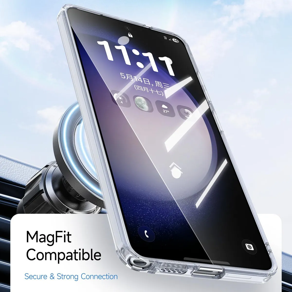SNAPFIT Case Compatible With Samsung Galaxy S26 Ultra Magsafe Magnetic Cloud Mirror — Blue / S26