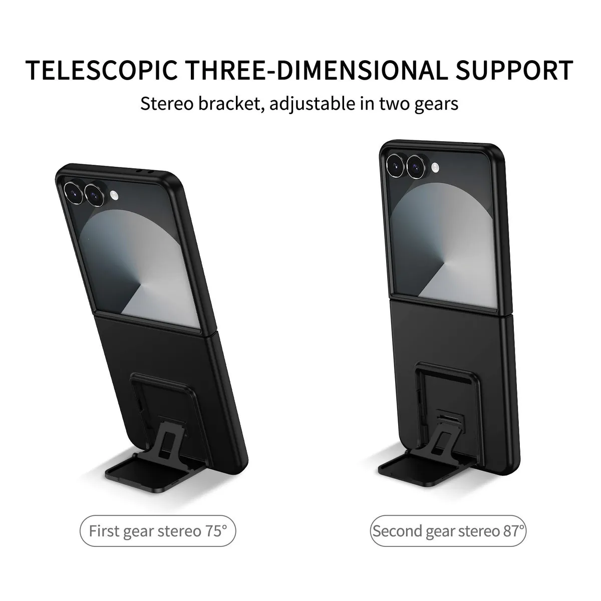 SNAPFIT Case Compatible With Samsung Galaxy Z Flip8 Flip 8 SNAPFIT Ultra Thin Bracket Magnetic Stand — Black