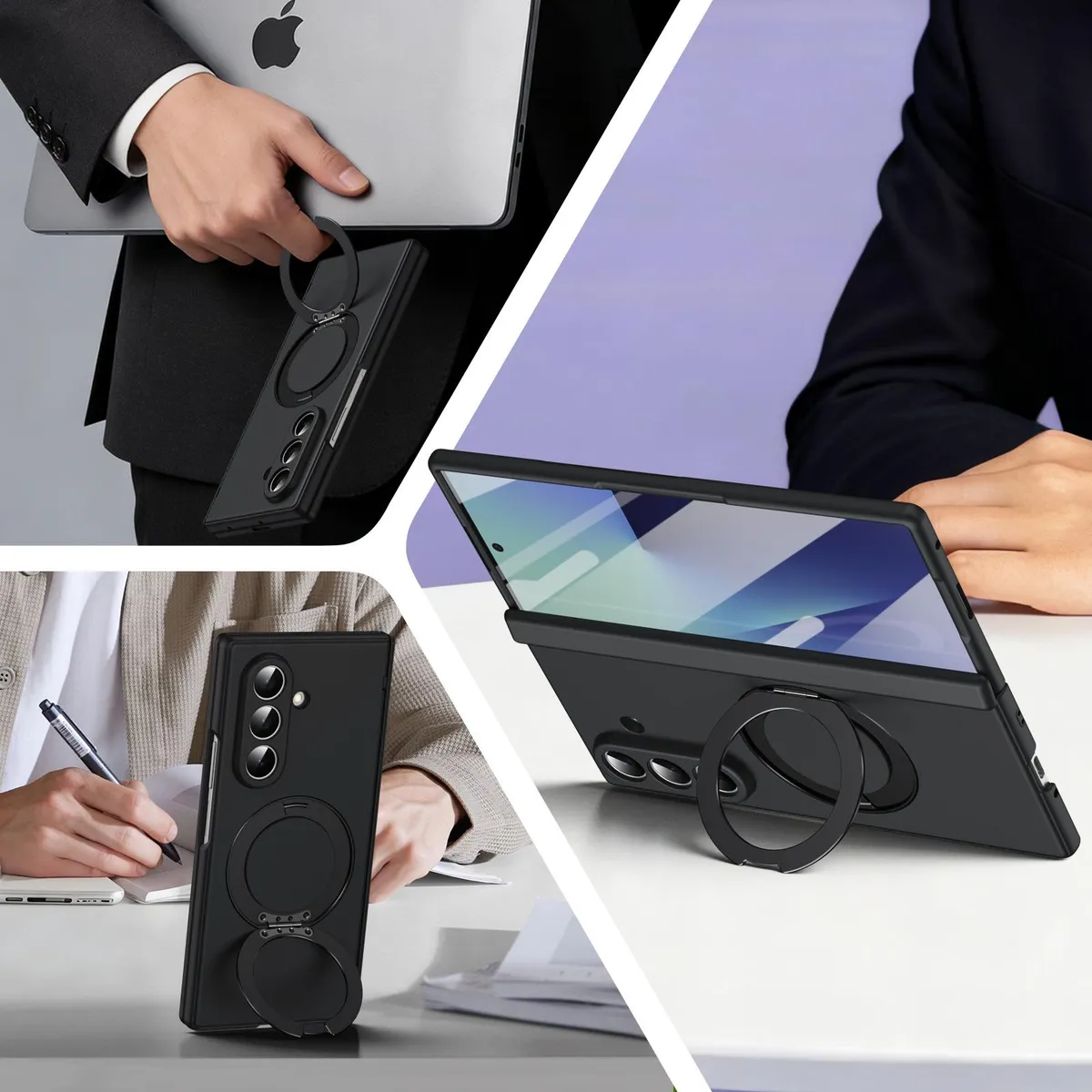 SNAPFIT Case Compatible With Samsung Galaxy Z Fold8 Fold 8 Ultra Wide Hard Case 360° Rotating Stand Hinge Protection Slim Armor Shockproof Casing Bulit In Screen Protector — 360 Black / Z Fold 8 Ultra