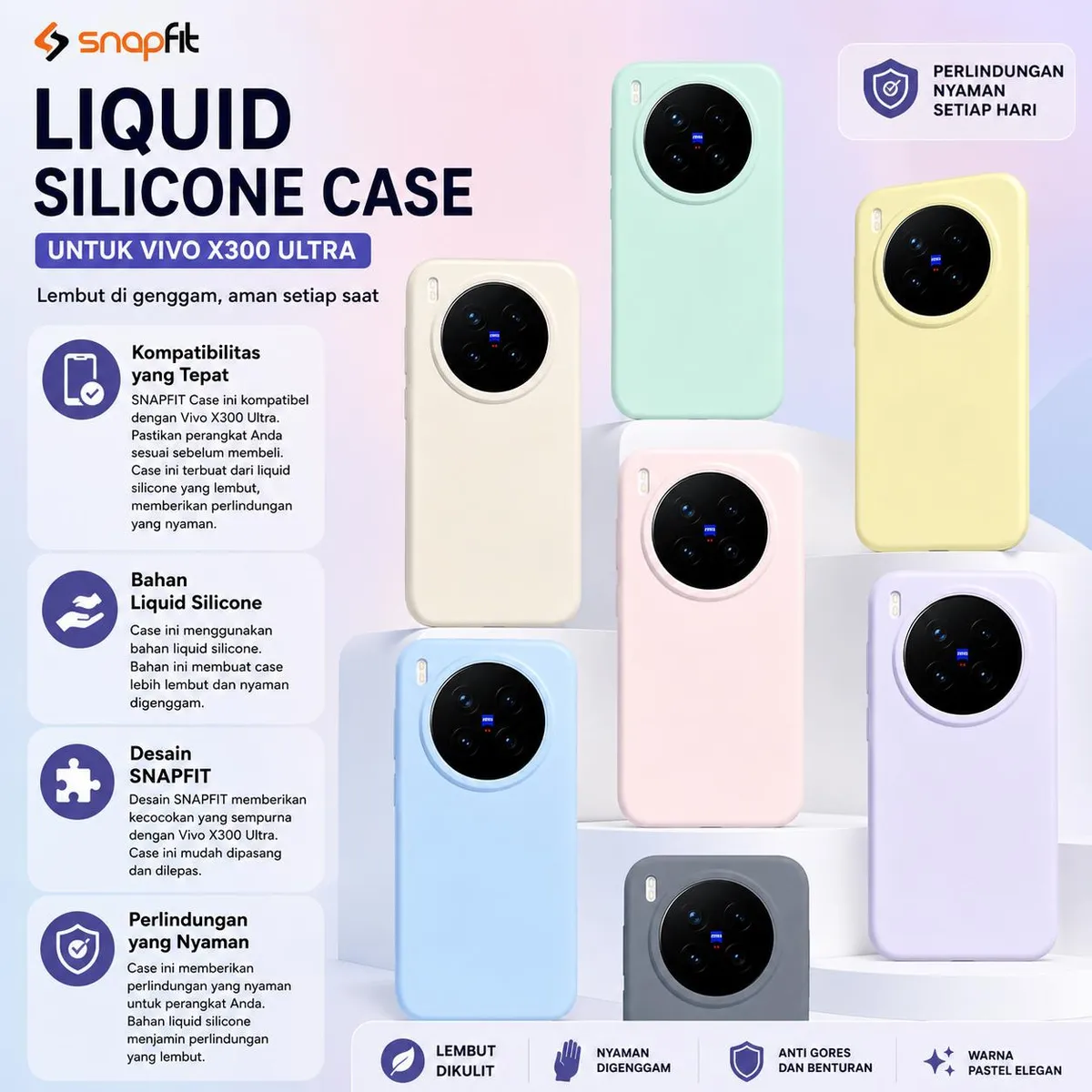 SNAPFIT Case for VIVO X300 Ultra SNAPFIT Liquid Silicone Softcase Slim Thin Macaroon Protective Cover Casing - Primary Focuss ā Black