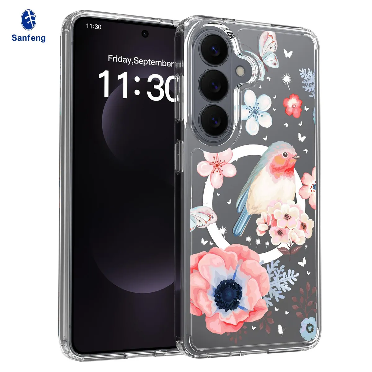 SNAPFIT Case for Samsung Galaxy S26 Ultra Plus SNAPFIT MagSafe TPU 3D Color Painted Floral Transparent Protective Premium Casing Cover - Primary Focuss ā Hybrid Floral Bird / S26 Ultra