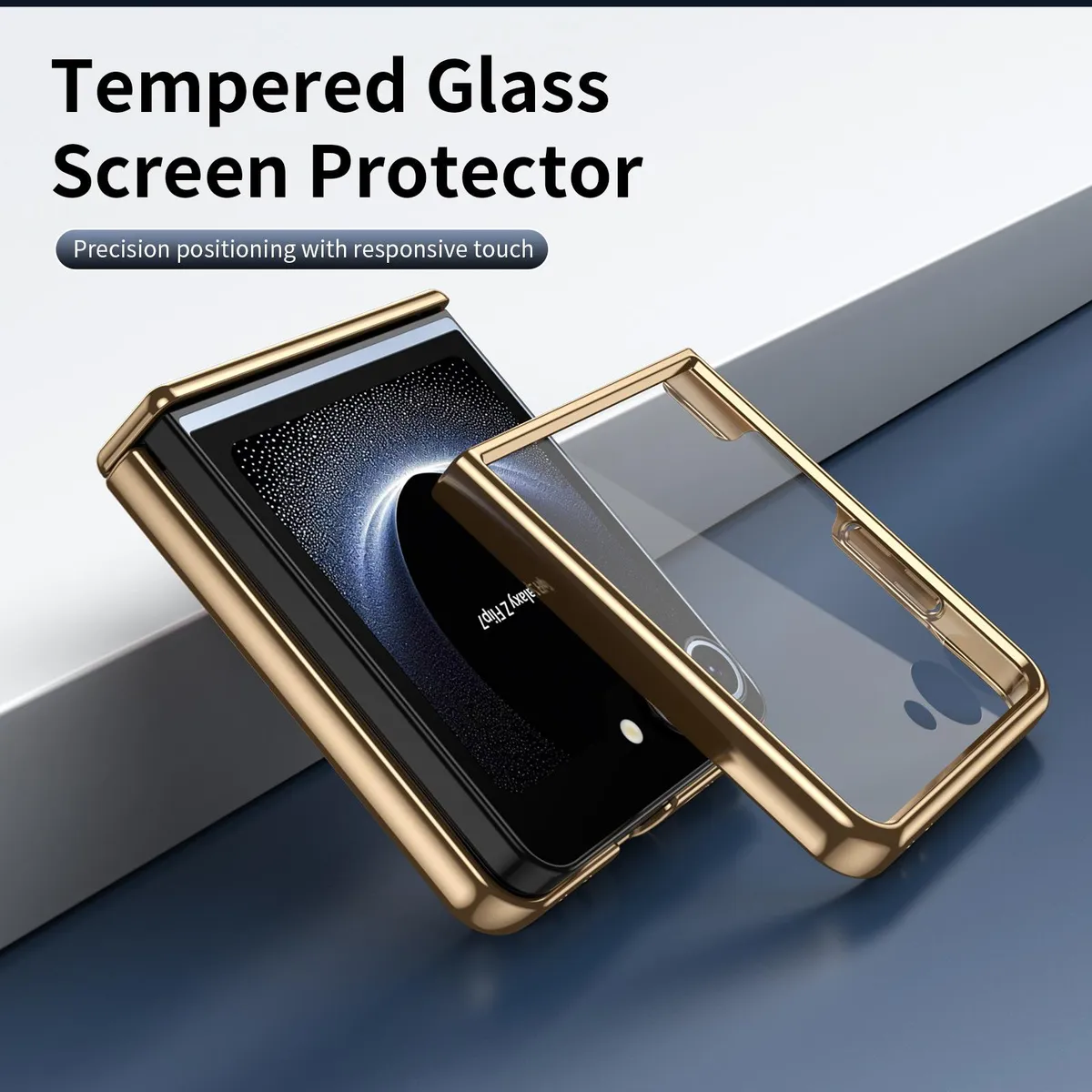 SNAPFIT Case Compatible With Samsung Galaxy Z Flip8 Flip 8 Electroplated Leather Diamond Pattern Built In Screen Protector ā Black