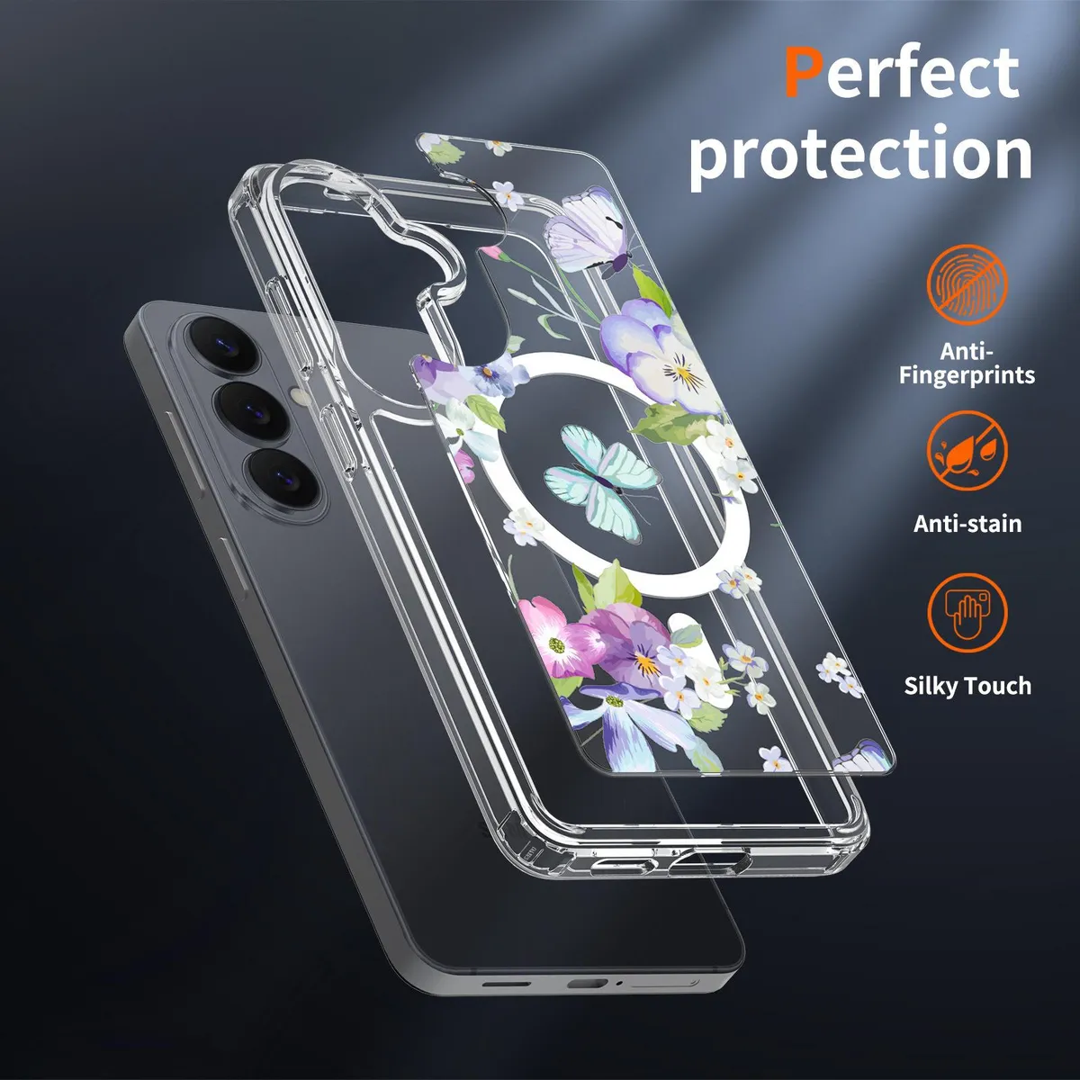 SNAPFIT Case for Samsung Galaxy S26 Ultra Plus SNAPFIT MagSafe 3D Color Painted Floral SoftCase HardCase Transparent Protective Premium Casing Cover - Primary Focuss ā Hard Golden Spark / S26