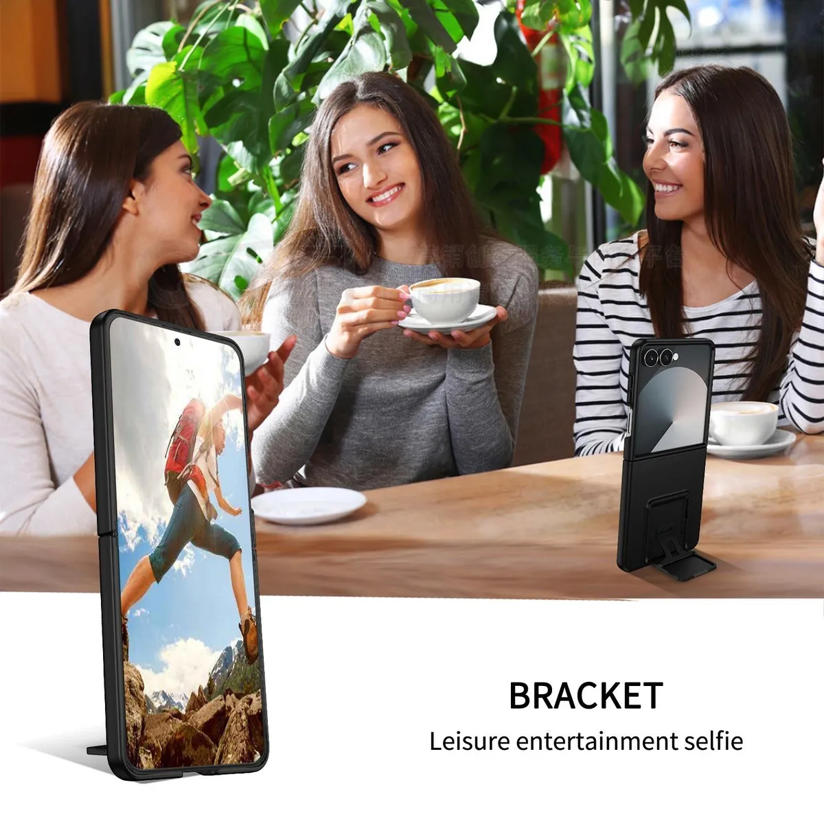 SNAPFIT Case Compatible With Samsung Galaxy Z Flip8 Flip 8 SNAPFIT Ultra Thin Bracket Magnetic Stand — Black