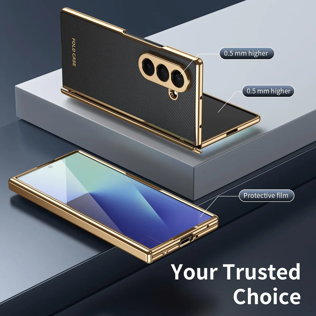 SNAPFIT Case Compatible With Samsung Galaxy Z Fold8 Fold 8 Ultra Electroplated Leather Diamond Pattern Built In Screen Protector ā Black