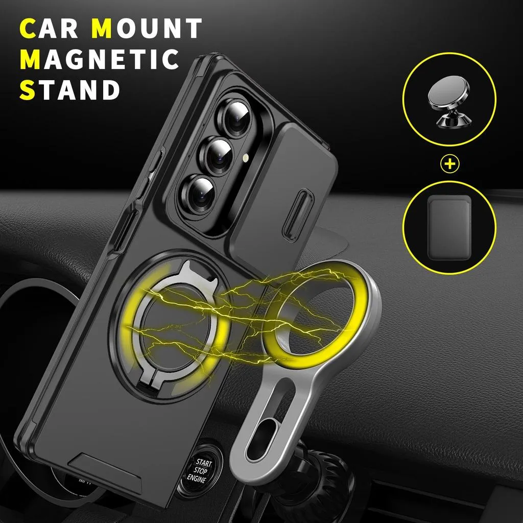 SNAPFIT Case Samsung Galaxy Z Fold 8 Ultra Fold8 Wide Kickstand Sliding Camera Cover MagSafe Magnetic Rugged Full Protection — Black / Fold 8 (Wide)