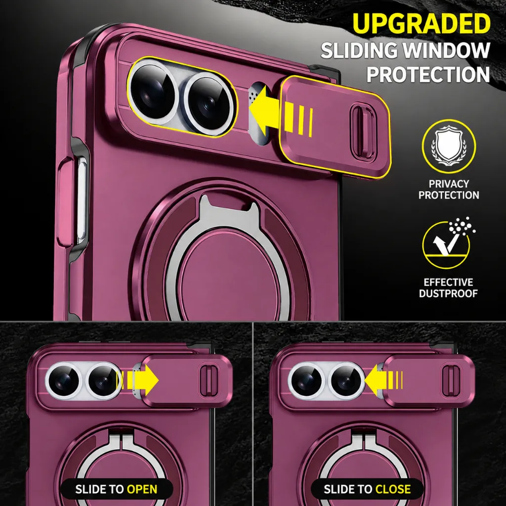 SNAPFIT Case iPhone Duo Slide Camera Ring Holder Protective Case — Black