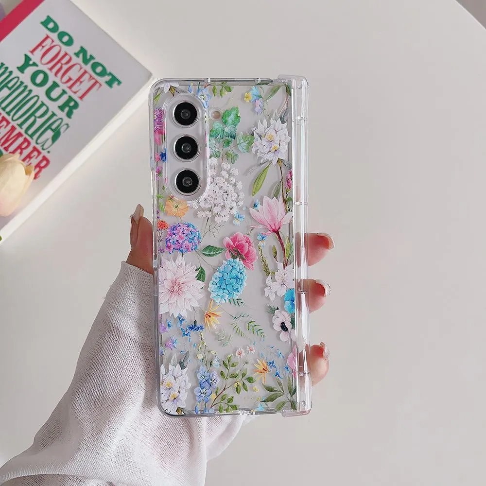 SNAPFIT Case Samsung Galaxy Z Fold 8 Ultra Fold8 Wide Transparan 3D Floral Hinge Protection Shockproof Slim Aesthetic Cover — Hinge Blue Butterfly / Z Fold 8 Wide