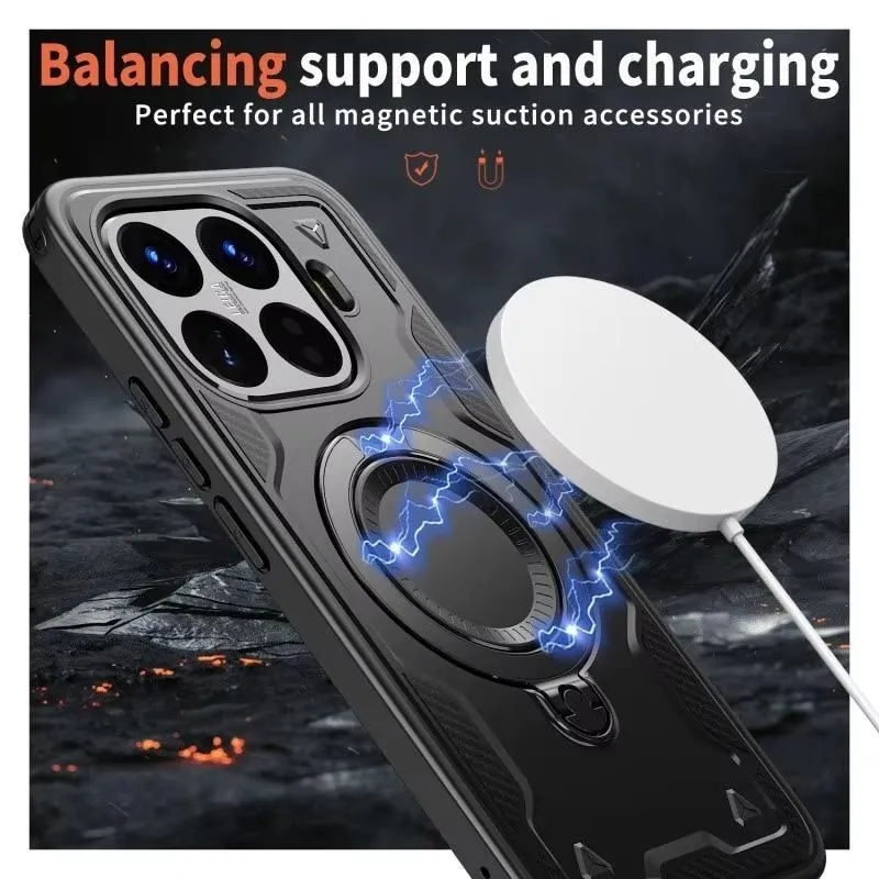 SNAPFIT Case Xiaomi 17T / 17T Pro SNAPFIT MagSafe Hardcase Armor Premium Ring Stand 360° Rotate Kickstand MagSafe Magnetic Rugged Full Cover Casing — Black / Xiaomi 17T