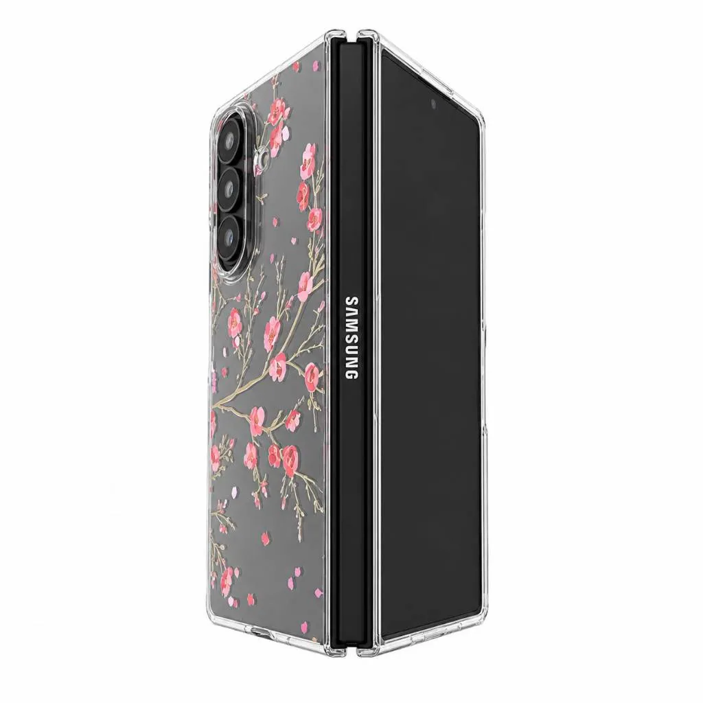 SNAPFIT Case Samsung Galaxy Z Fold 8 Ultra Fold8 Wide Transparan 3D Floral Hinge Protection Shockproof Slim Aesthetic Cover — Hinge Blue Butterfly / Z Fold 8 Wide