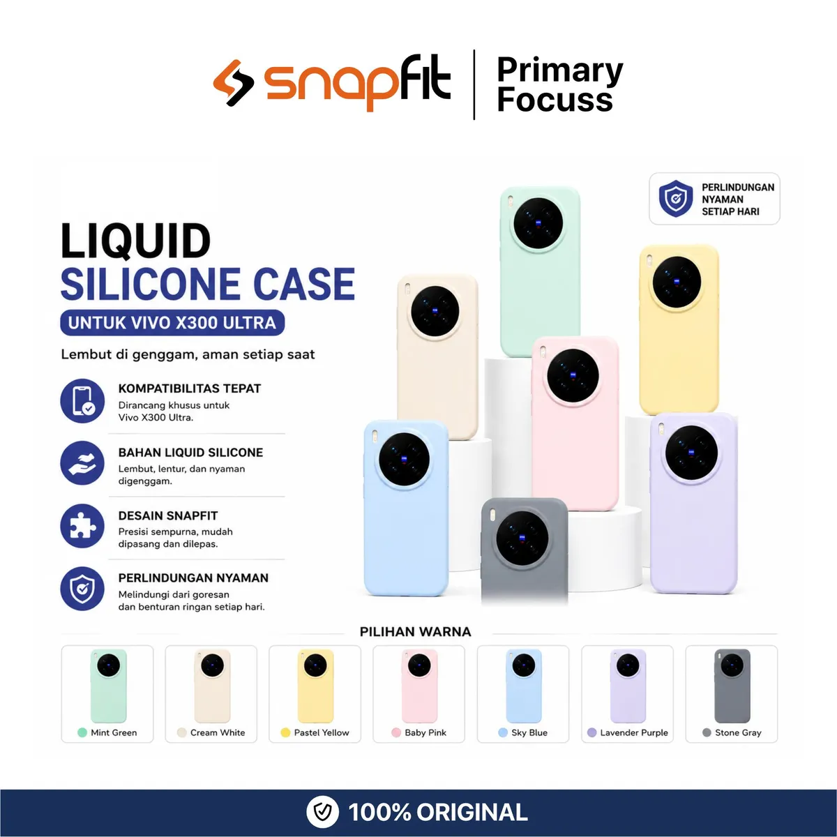 SNAPFIT Case for VIVO X300 Ultra SNAPFIT Liquid Silicone Softcase Slim Thin Macaroon Protective Cover Casing - Primary Focuss