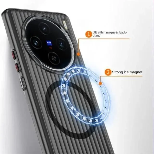 SNAPFIT Case Compatible for VIVO X300 Pro / X200 Pro 5G SNAPFIT Ultra Thin Corrugated Pattern Matte Magnetic MagSafe Anti-slip Protective Back Cover Casing - Primary Focuss โ Matte Black / Vivo X300 Pro