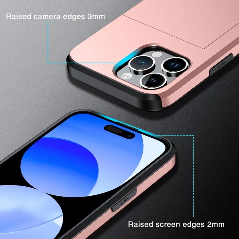 Case iPhone 18 Pro Max 18 Pro Card Holder Sliding Wallet Anti Shock Premium Hard PC Soft TPU Pelindung Kamera Anti Bentur Shockproof — Black / iPhone 18 Pro Max