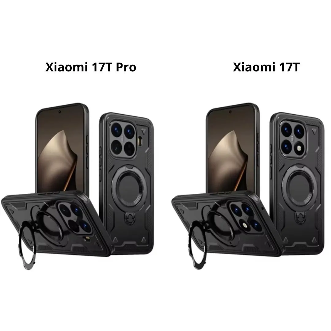 SNAPFIT Case Xiaomi 17T / 17T Pro SNAPFIT MagSafe Hardcase Armor Premium Ring Stand 360° Rotate Kickstand MagSafe Magnetic Rugged Full Cover Casing — Black / Xiaomi 17T