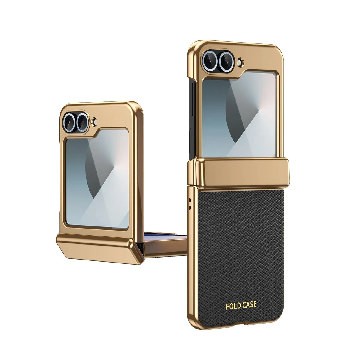 SNAPFIT Case Compatible With Samsung Galaxy Z Flip8 Flip 8 Electroplated Leather Diamond Pattern Built In Screen Protector ā Black