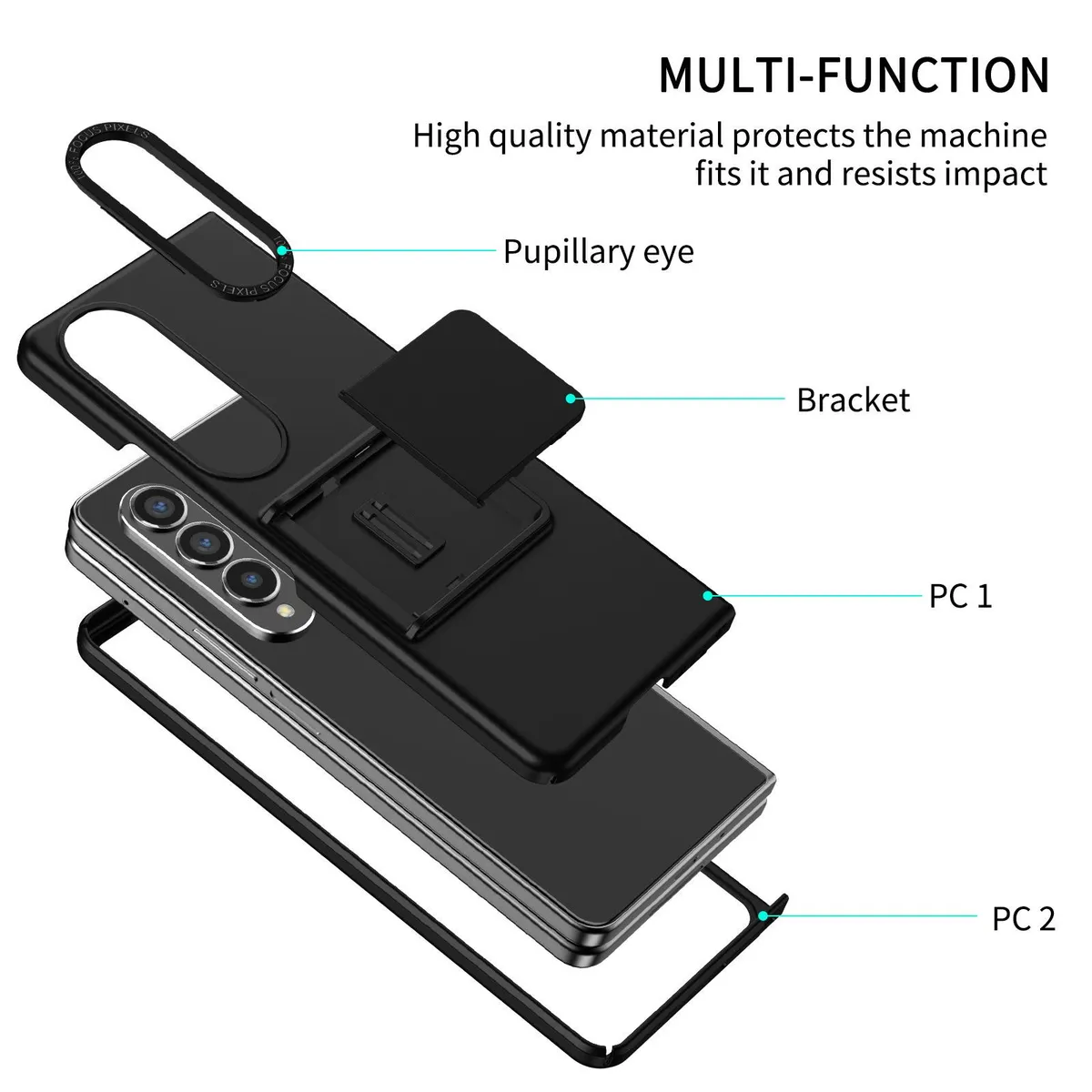 SNAPFIT Case Compatible With Samsung Galaxy Z Fold8 Fold 8 Ultra Wide Ultra Thin Bracket Magnetic Stand — Black / Z Fold 8 Ultra