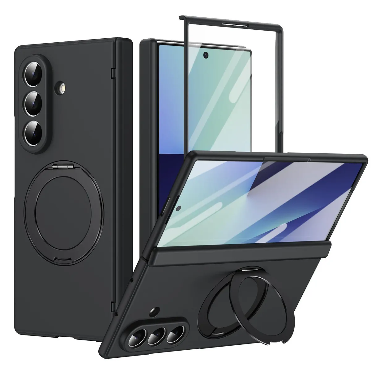 SNAPFIT Case Compatible With Samsung Galaxy Z Fold8 Fold 8 Ultra Wide Hard Case 360° Rotating Stand Hinge Protection Slim Armor Shockproof Casing Bulit In Screen Protector — 360 Black / Z Fold 8 Ultra