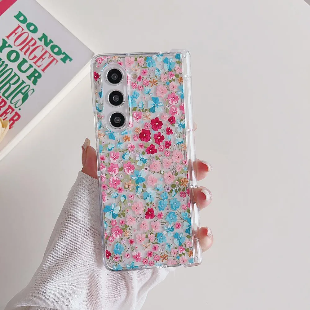 SNAPFIT Case Compatible With Samsung Galaxy Z Fold8 Fold 8 Case Samsung Z Fold 3D Floral Hinge Transparan Shockproof Slim Aesthetic Premium Cover — Love Pattern