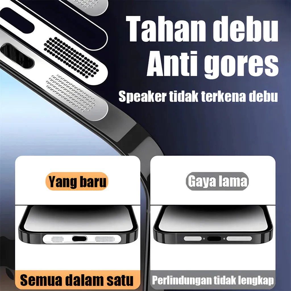 SNAPFIT Stiker Jaring iPhone 18 Pro Max 18 Pro Speaker Anti Dust Patch 2 Pcs — Black / iPhone 18 Pro