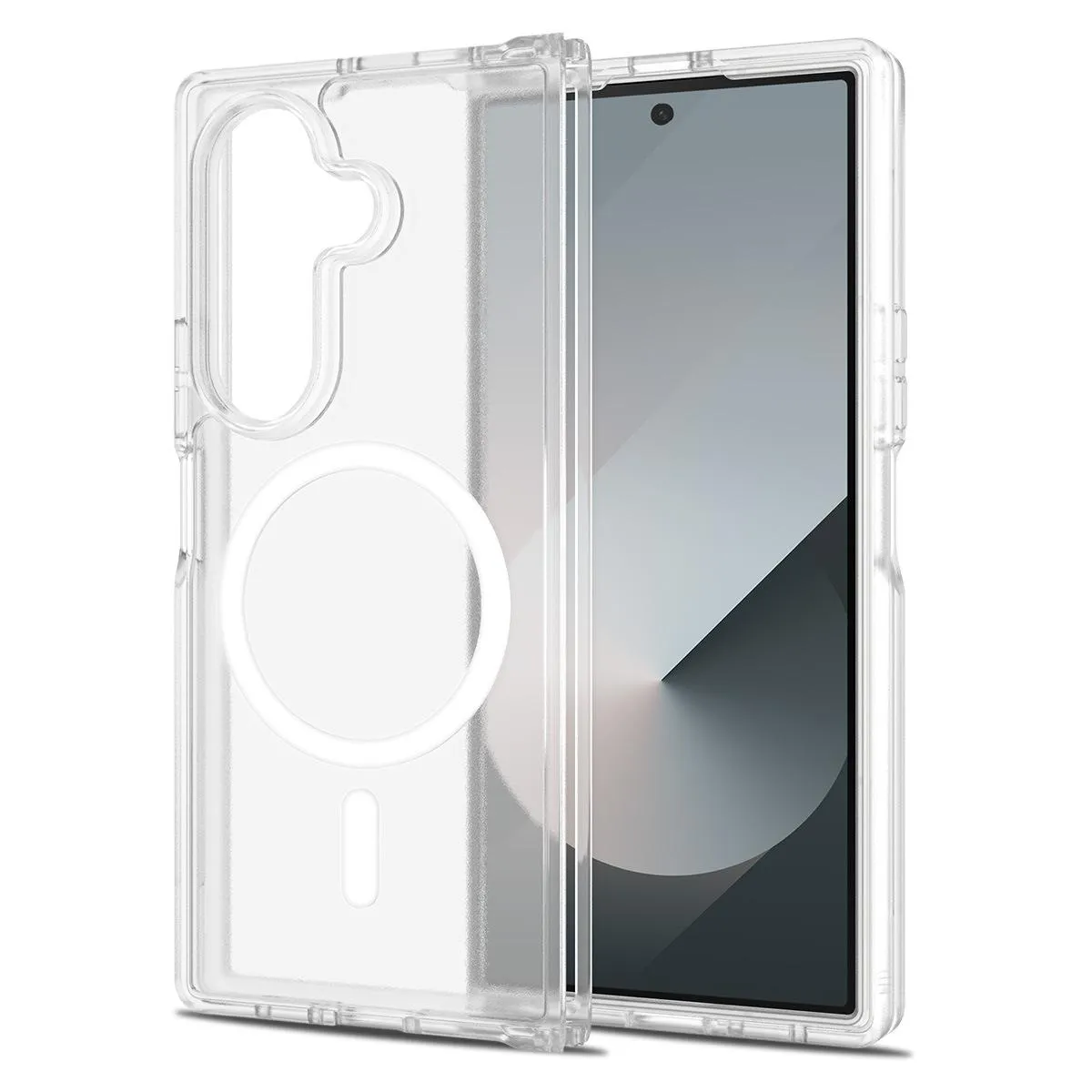 Case Samsung Galaxy Z Fold8 Fold 8 Ultra MagSafe 360° Ring Frosted Clear Shockproof Anti Yellowing Magnetic Ring Premium — Matte Clear