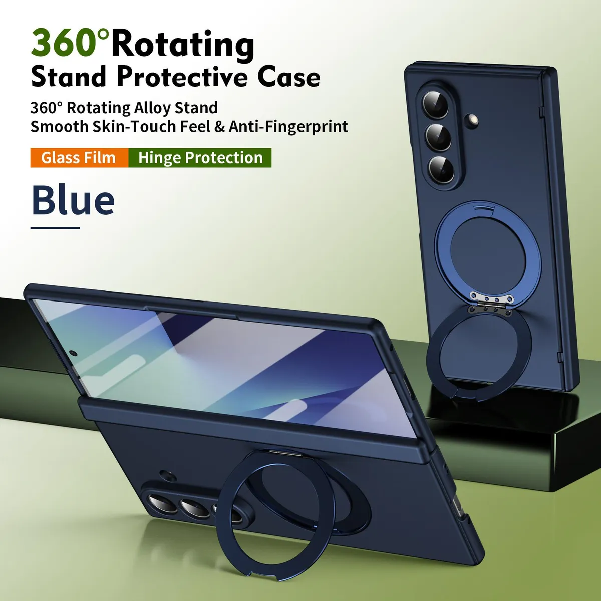 SNAPFIT Case Compatible With Samsung Galaxy Z Fold8 Fold 8 Ultra Wide Hard Case 360° Rotating Stand Hinge Protection Slim Armor Shockproof Casing Bulit In Screen Protector — 360 Black / Z Fold 8 Ultra