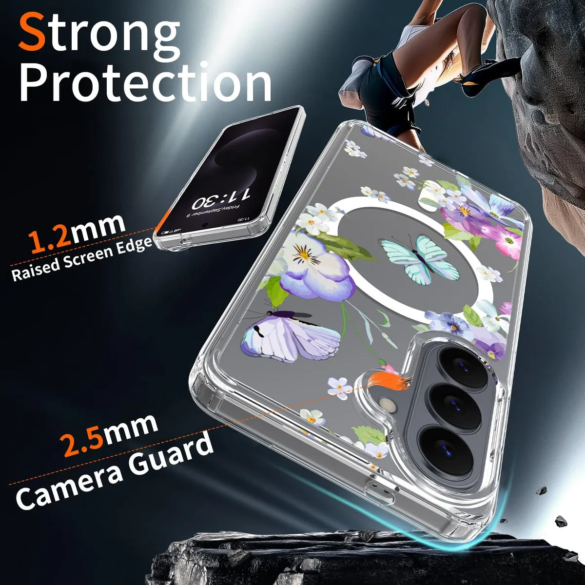 SNAPFIT Case for Samsung Galaxy S26 Ultra Plus SNAPFIT MagSafe TPU 3D Color Painted Floral Transparent Protective Premium Casing Cover - Primary Focuss ā Hybrid Floral Bird / S26 Ultra