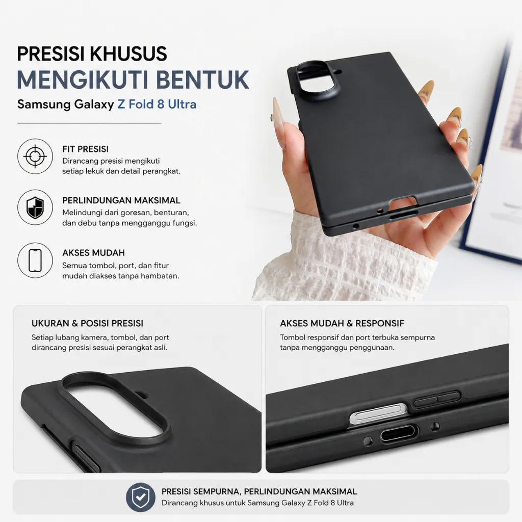 SNAPFIT Case Samsung Galaxy Z Fold 8 Ultra Shockproof Ultra Thin Slim Matte Hardcase Protective Cover — Clear / ZFold 8 Ultra