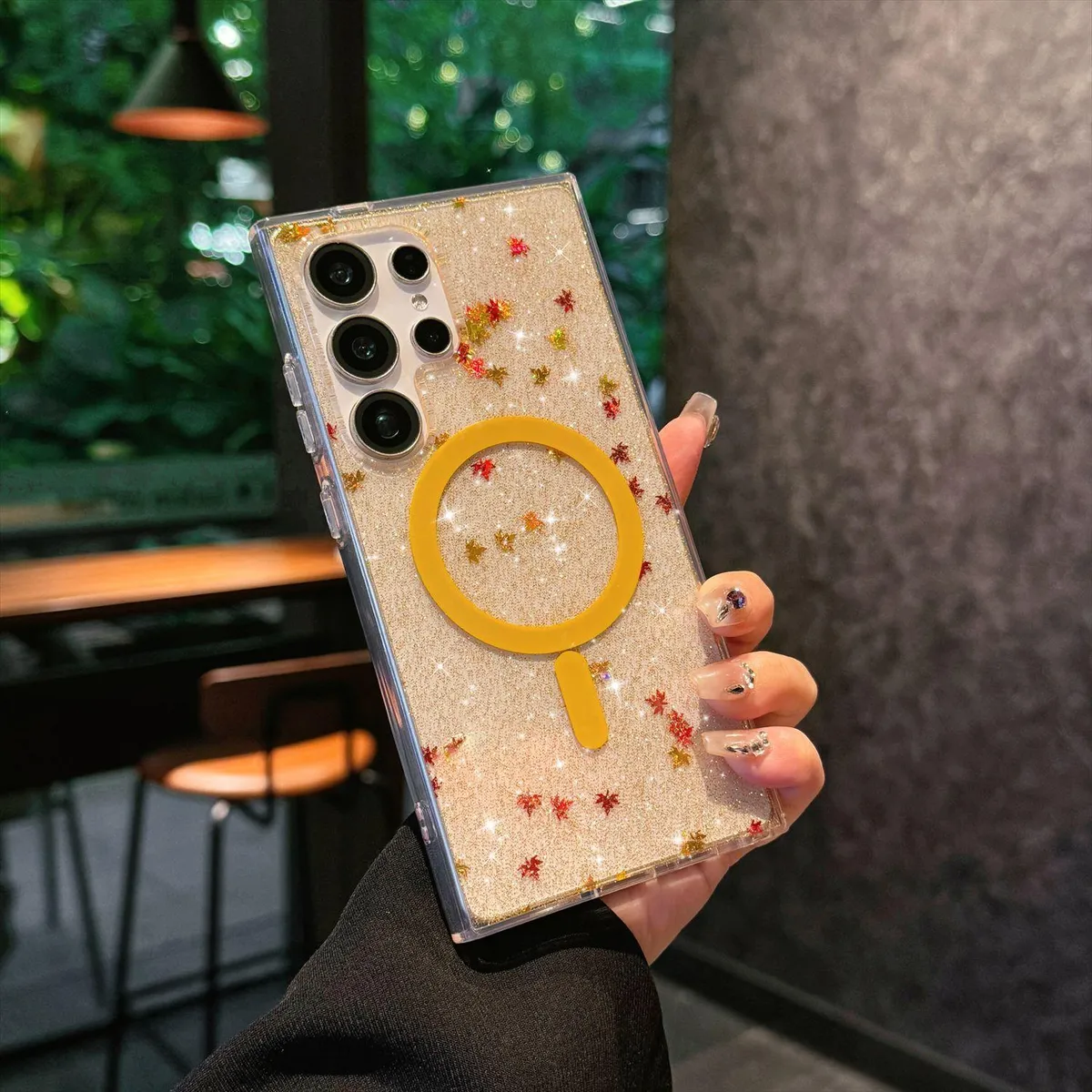 SNAPFIT Case for Samsung Galaxy S26 Ultra Plus SNAPFIT MagSafe 3D Color Painted Floral SoftCase HardCase Transparent Protective Premium Casing Cover - Primary Focuss ā Hard Golden Spark / S26
