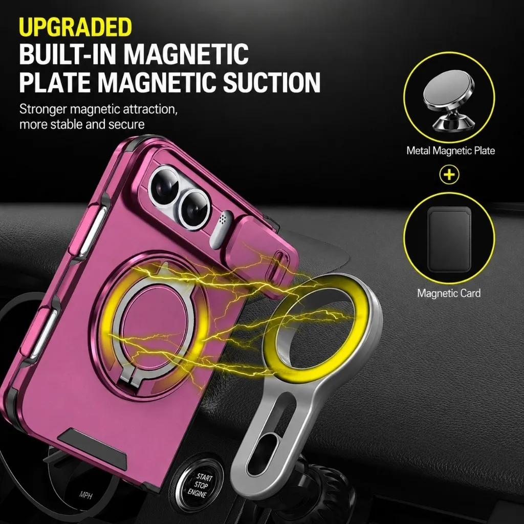 SNAPFIT Case iPhone Duo Slide Camera Ring Holder Protective Case — Black