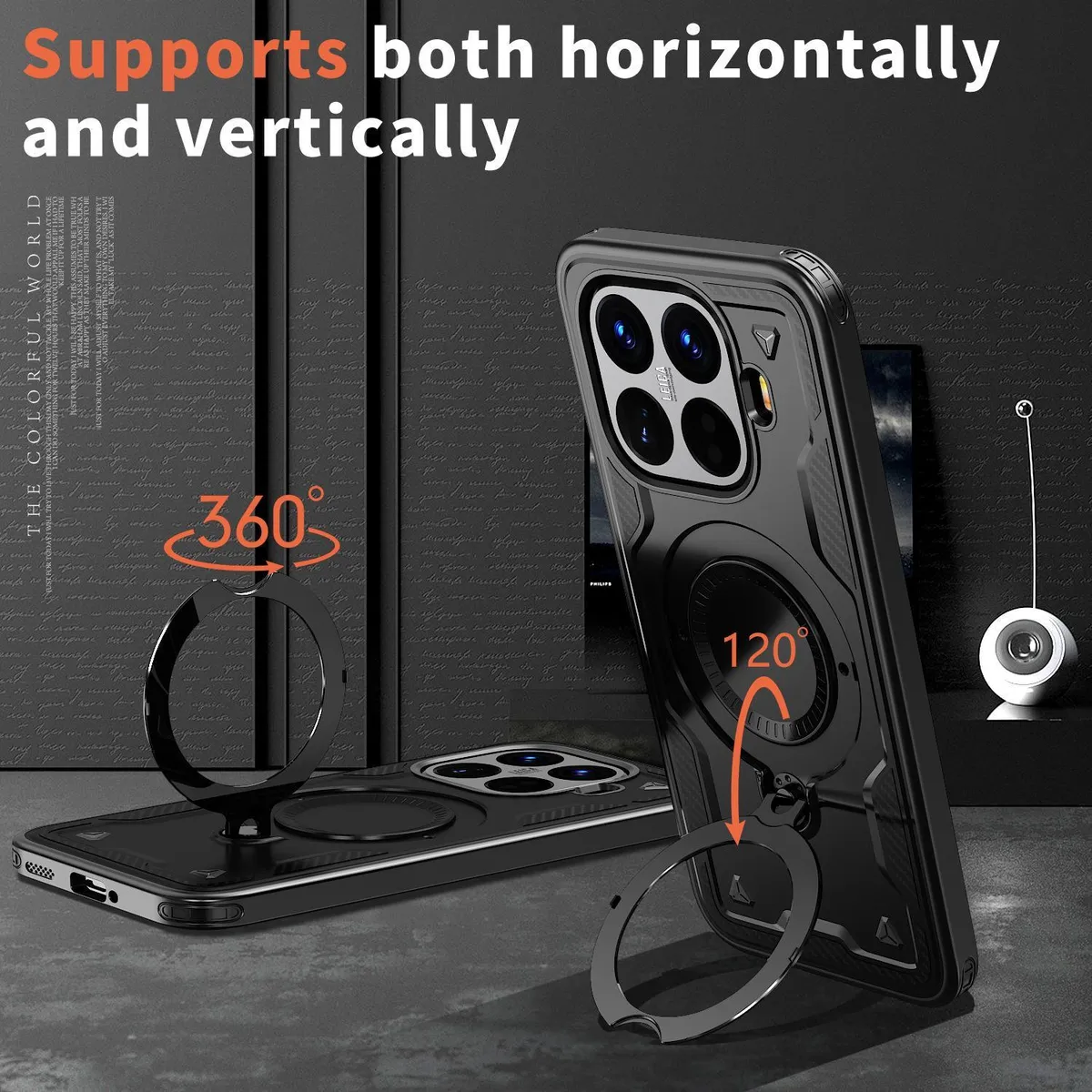 SNAPFIT Case Xiaomi 17T / 17T Pro SNAPFIT MagSafe Hardcase Armor Premium Ring Stand 360° Rotate Kickstand MagSafe Magnetic Rugged Full Cover Casing — Black / Xiaomi 17T