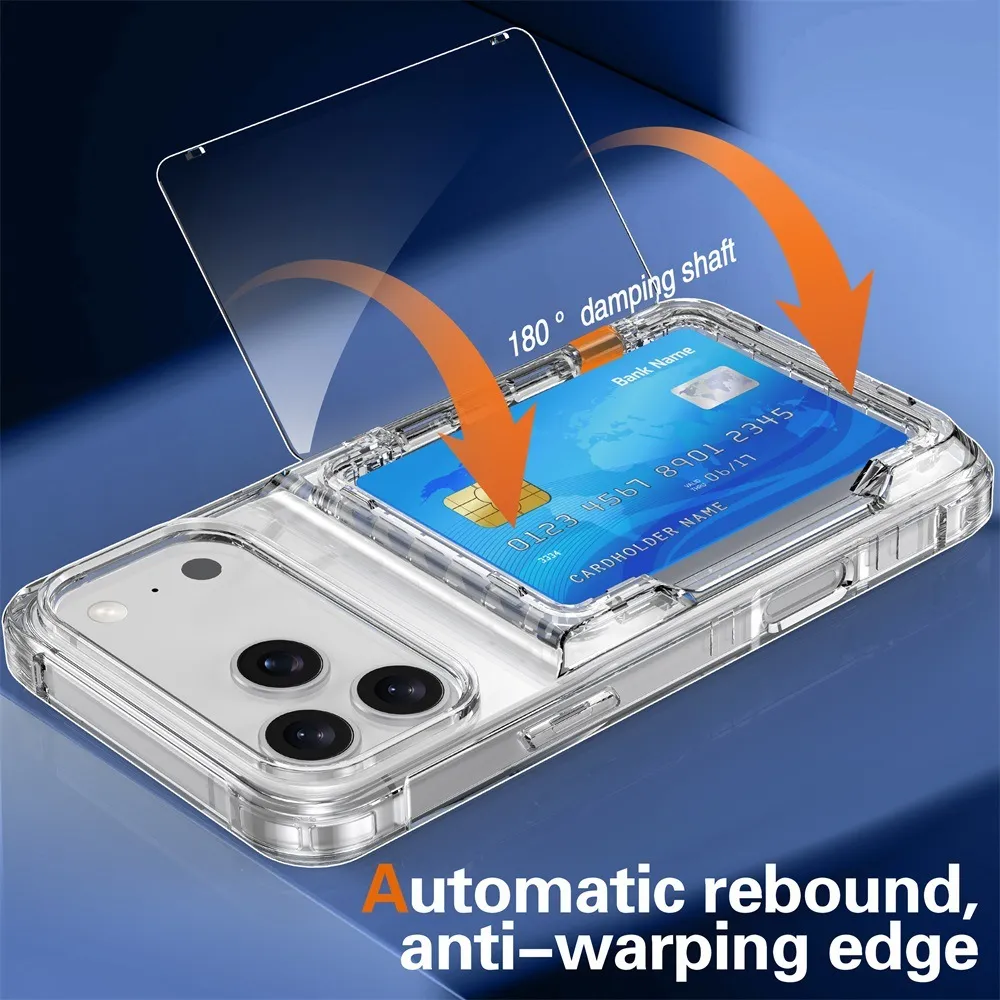 SNAPFIT Case iPhone 18 Pro Max 18 Pro TPU PC Card Slot Anti Slip Shockproof Clear — Clear / iPhone 18 Pro Max